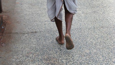 Walking bare foot