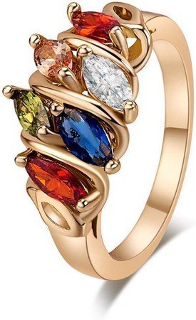 Brrnoo Women Fashionable Colorful Zircon Inlaid Decorated Jewelry Ring