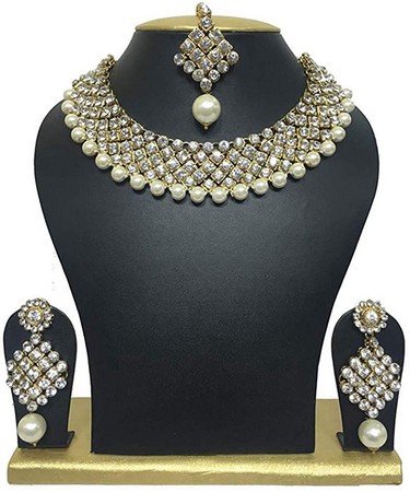 Shining Diva Traditional Jewellery Choker Pearl Necklace Set with Earrings for Women