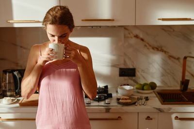 woman drinking fennel tea
